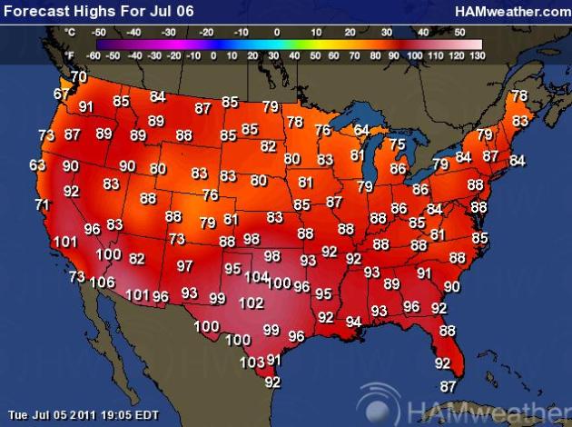 Temperature Map Of Usa Today