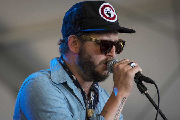 Hometown host Justin Vernon on stage during Eaux Claires 2015.