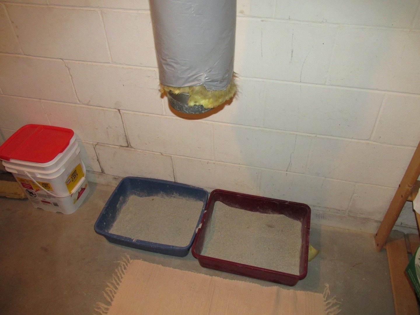 combustion air duct above litter box